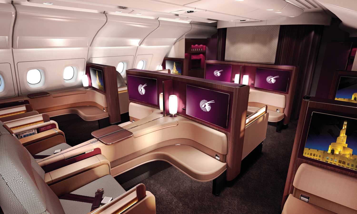 First class ticket vliegmaatschappij Qatar Airways Pure Luxe